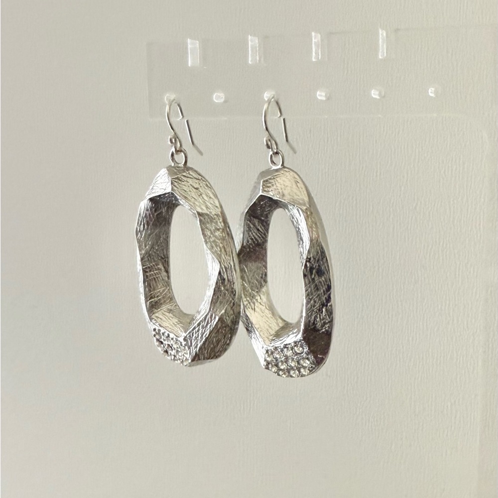 Oval Hoop Rhinestones Statement Earrings